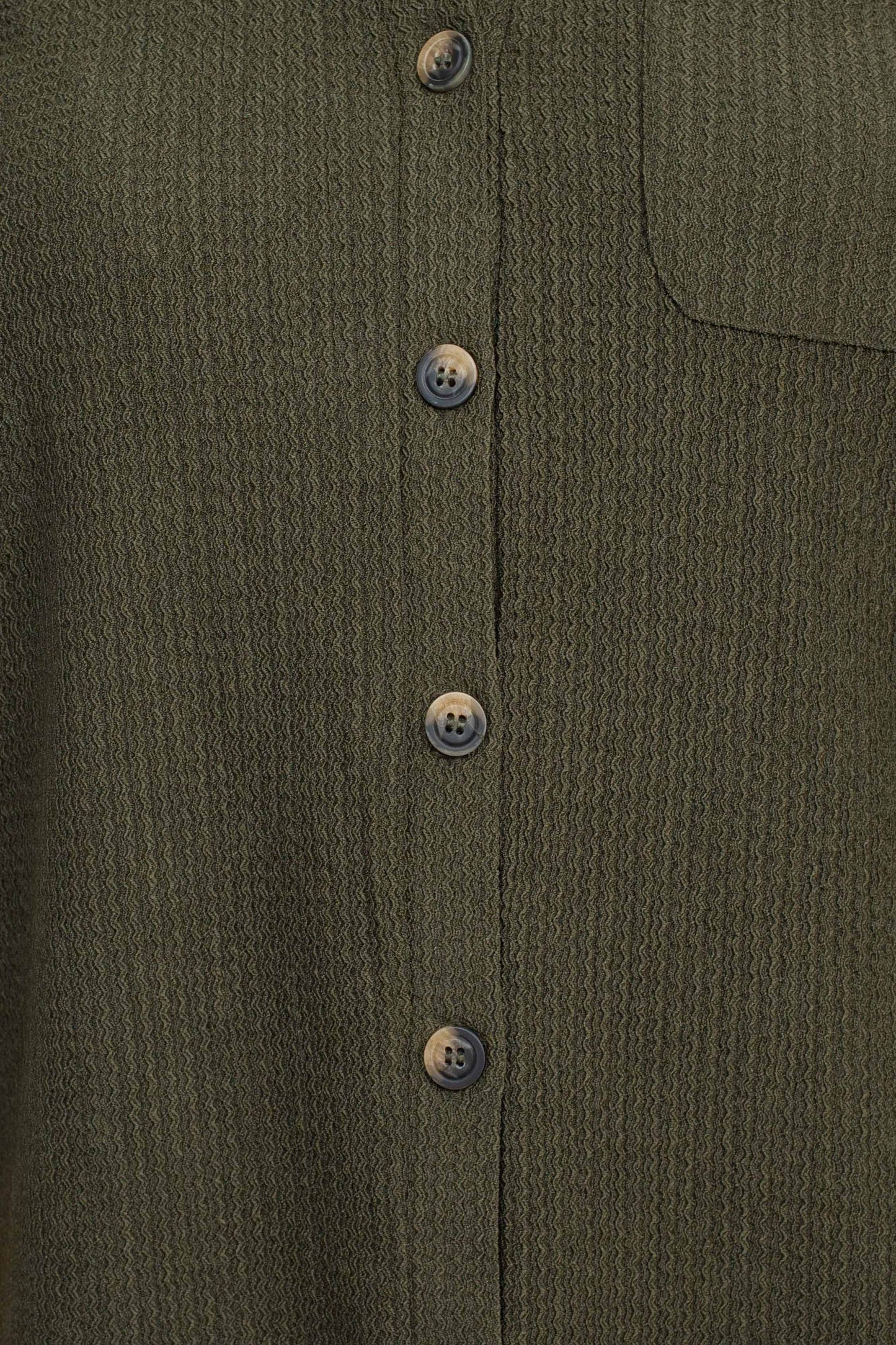 Floral + Ivy Notched Button Down 3/4 Sleeve Solid Knit Top with Front Pocket - GATOR - fabric