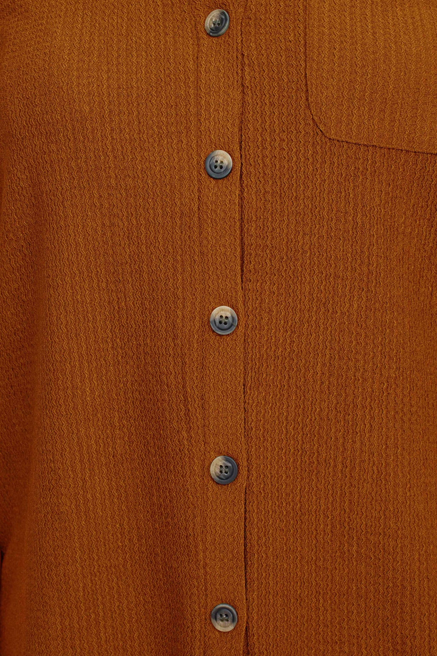 Floral + Ivy Notched Button Down 3/4 Sleeve Solid Knit Top with Front Pocket - MASALA - fabric