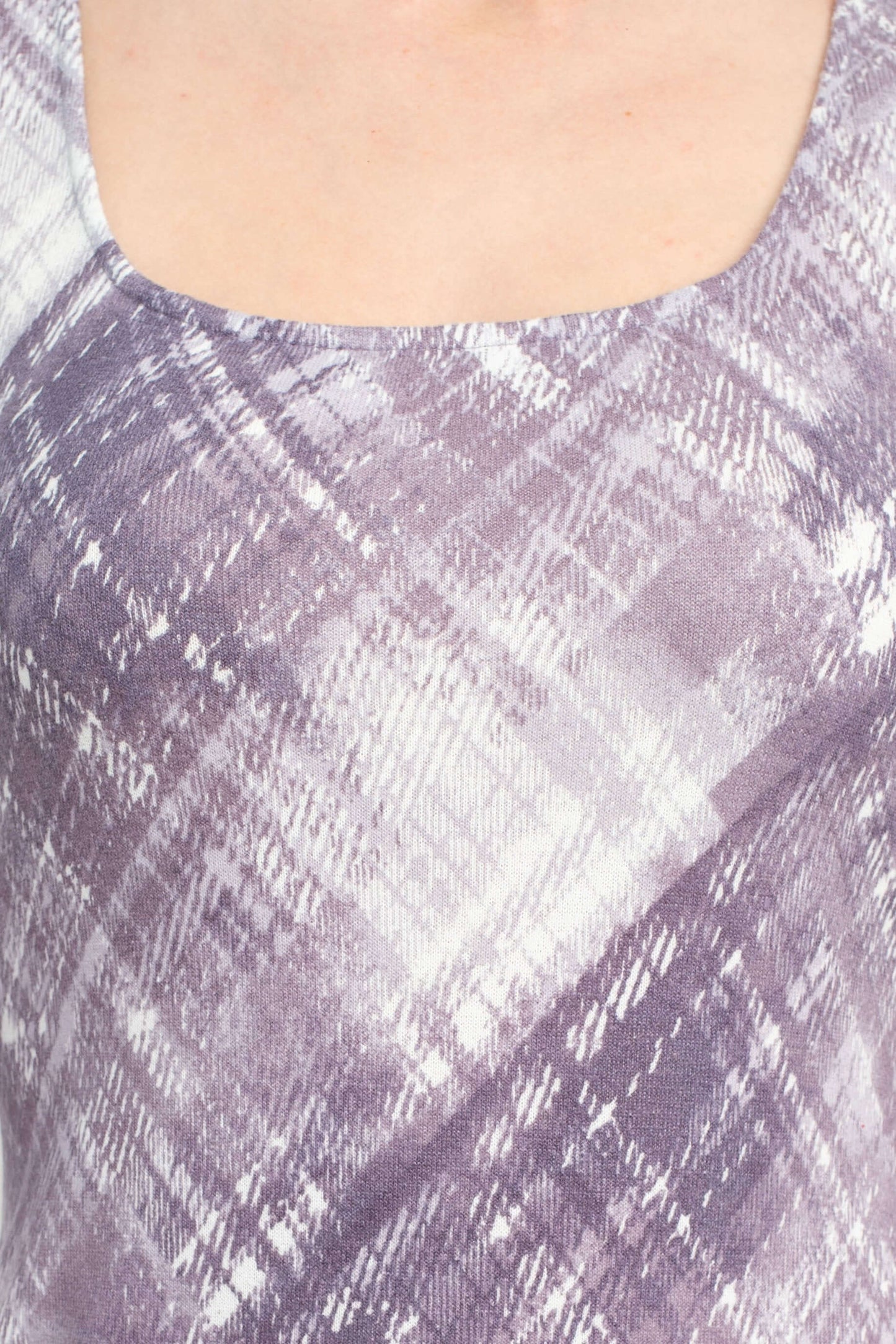 Connected Apparel Square Neck 3/4 Sleeve Multi Print Sheath Knit Dress - DLV - Fabric