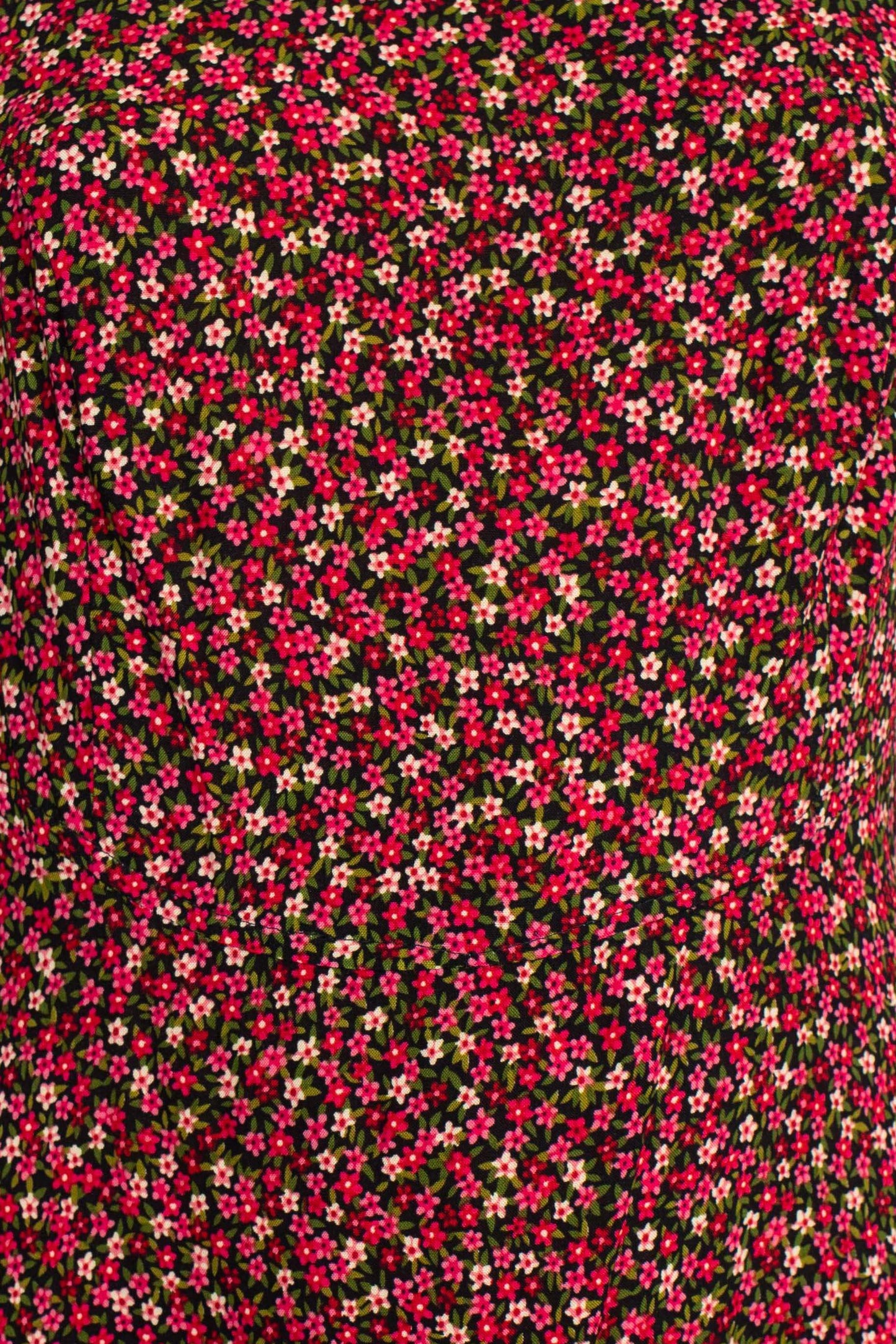 Connected Apparel Scoop Neck Sleeveless Multi Print String Tie Back Fit & Flare Rayon Dress - RED - Fabric