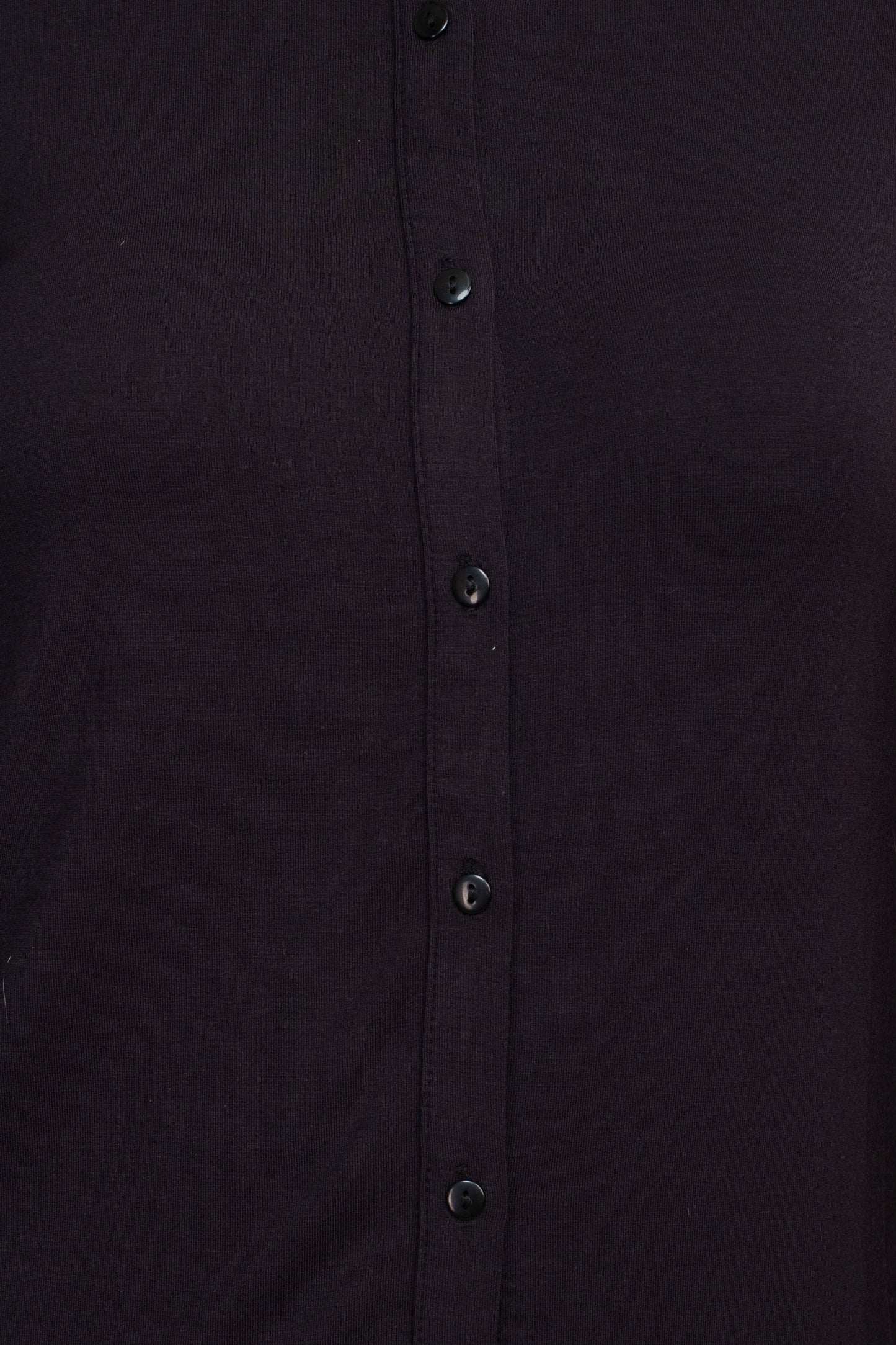 T Tahari Collar Neck Cuff Long Sleeves Button Detail ITY Top - BLACK - FABRIC