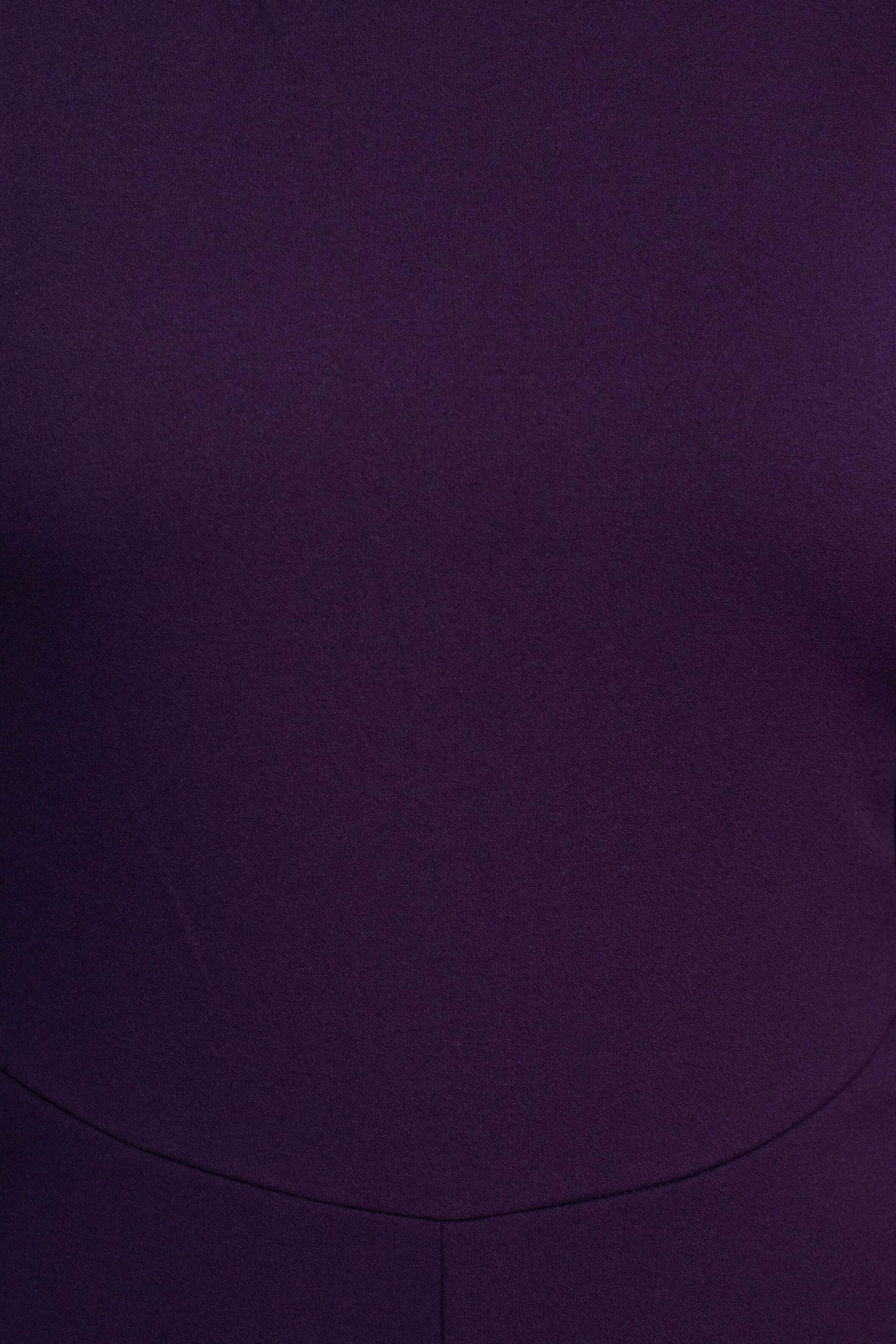 Connected Apparel Popover Neck Chiffon Long Sleeve Zipper Back Solid Jumpsuit - EGGPLANT - fabric