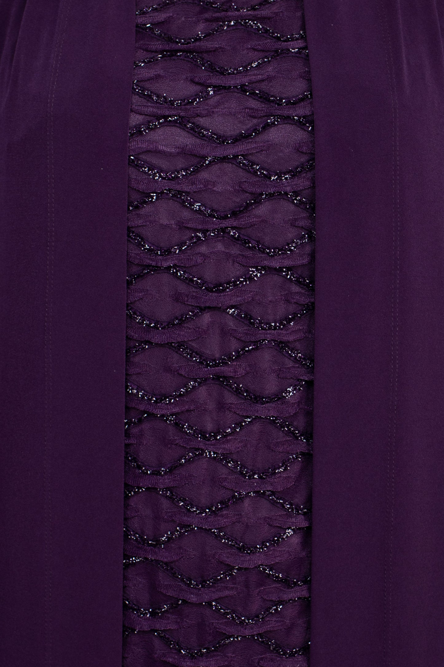 Connected Apparel Scoop Neckline 3/4 Sleeves Pull Over Short Metallic Knit Dress with Fixed Jacket - AUBERGINE - FABRIC