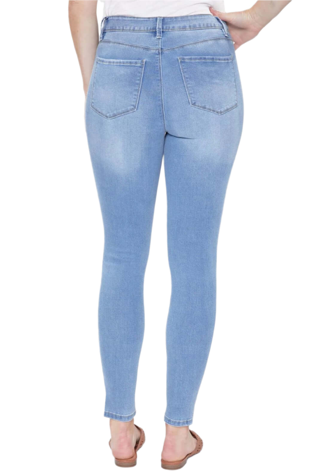 Royalty For Me By YMI High- Rise Skinny 1 Button Zipper Closure Belt Hoop Pockets Denim - C1862 - back