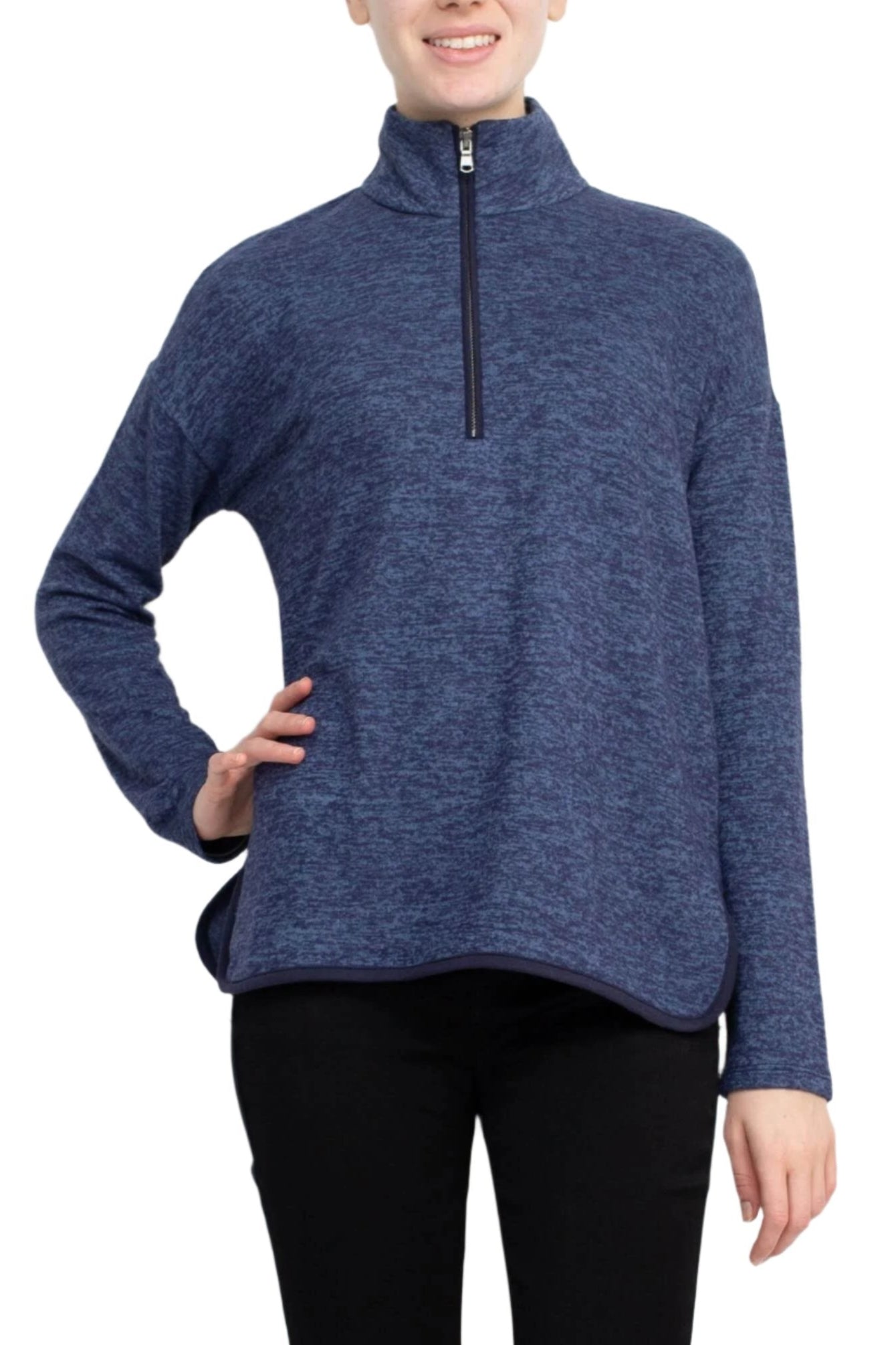 Cable & Guage High Neck Long Sleeve Knit Top - NV2907-5 - Front
