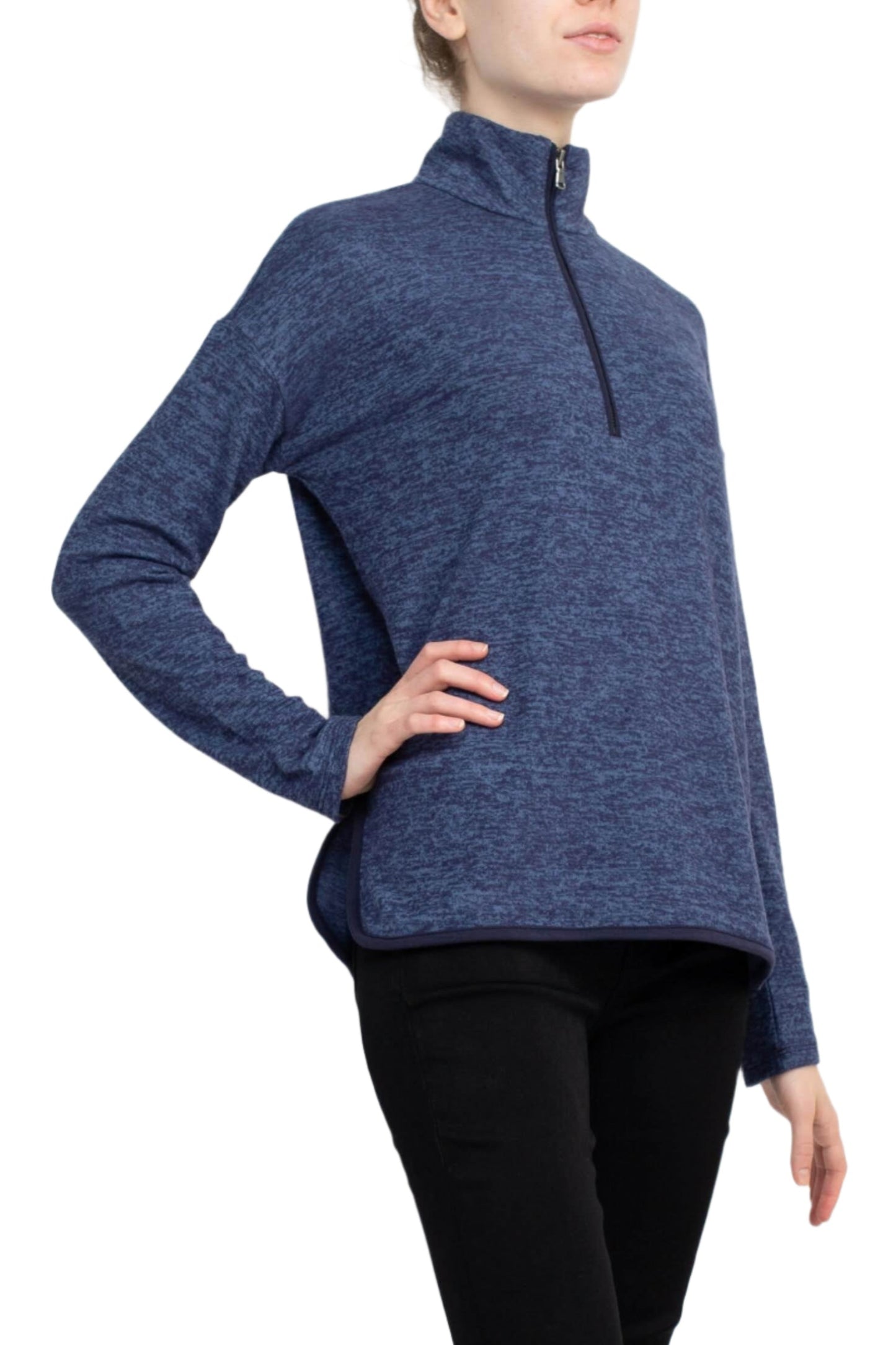 Cable & Guage High Neck Long Sleeve Knit Top - NV2907-5 - Side
