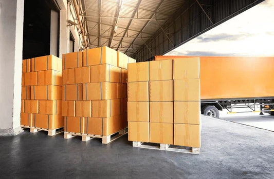 photo of pallets with boxes on them