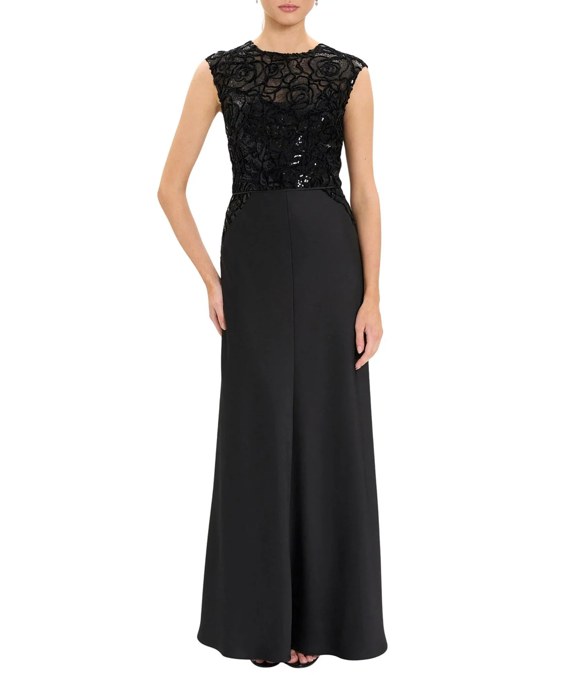 Maggy London Sequin Mesh Lace Bodice Gown G7073M