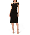 Floral Appliqué Off-Shoulder Midi Cocktail Dress Aidan Mattox MD1E209531