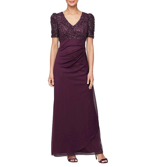 Alex Evenings 82122633 Long Mother of the Bride Ruffle Formal Petite Dress