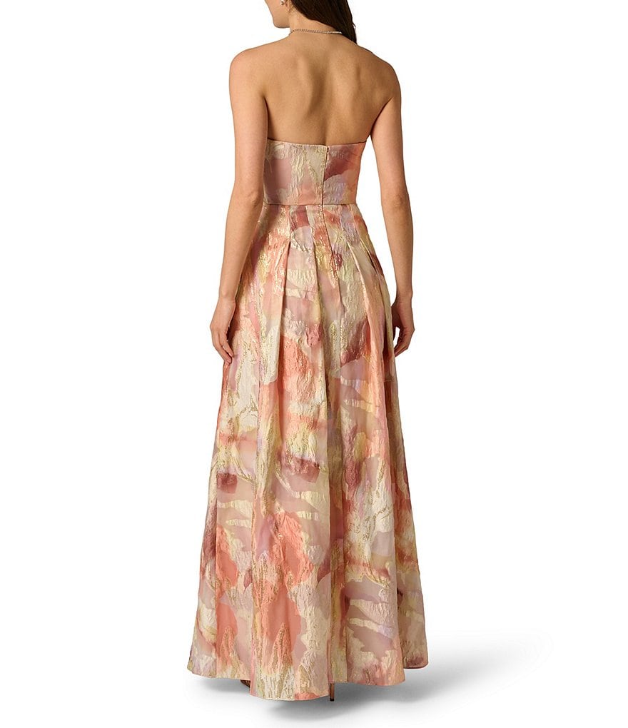Strapless Floral Metallic Jacquard Gown Aidan Mattox MD1E209871