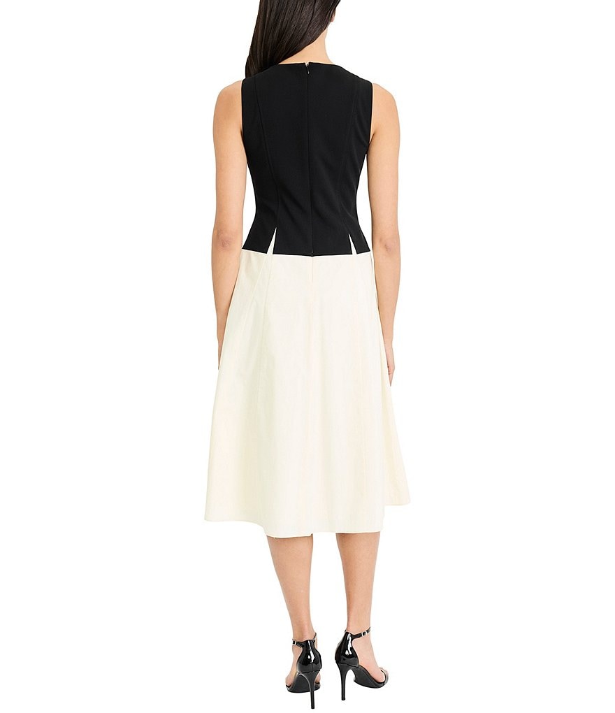 Maggy London Sleeveless Flare Shirt Dress in White G6924M