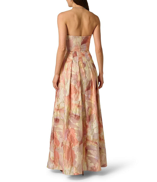 Strapless Floral Metallic Jacquard Gown Aidan Mattox MD1E209871