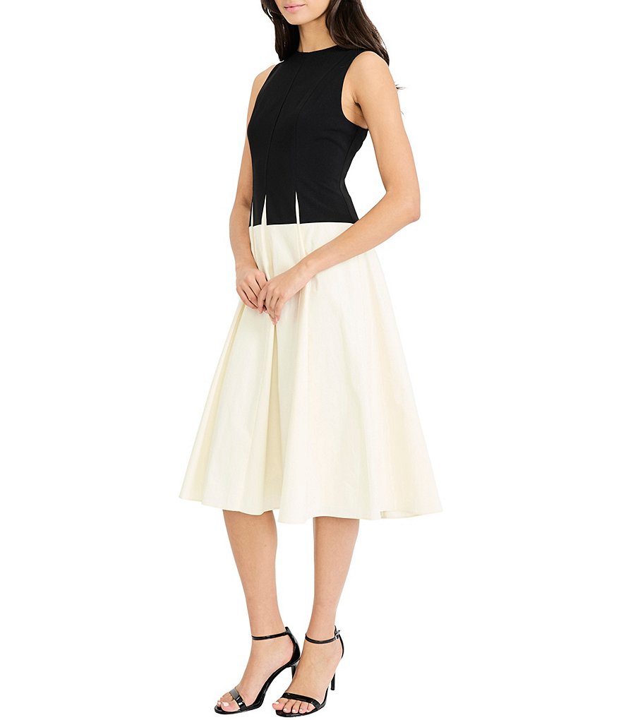 Maggy London Sleeveless Flare Shirt Dress in White G6924M