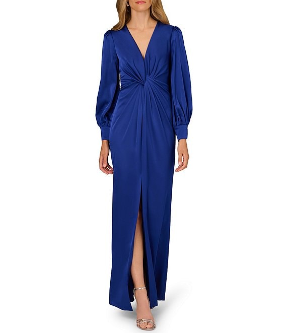 Aidan Mattox MD1E209750 Long Sleeve Formal Slit Evening Gown