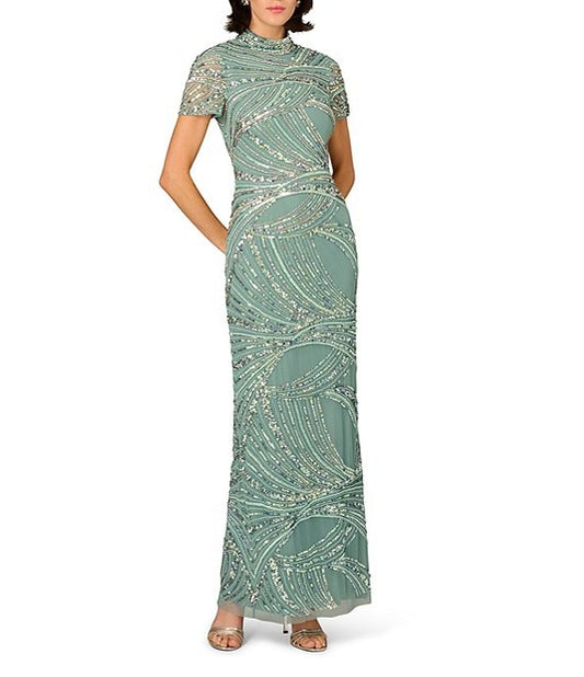 Aidan Mattox MD1E209829 Beaded Long Formal Slit Dress