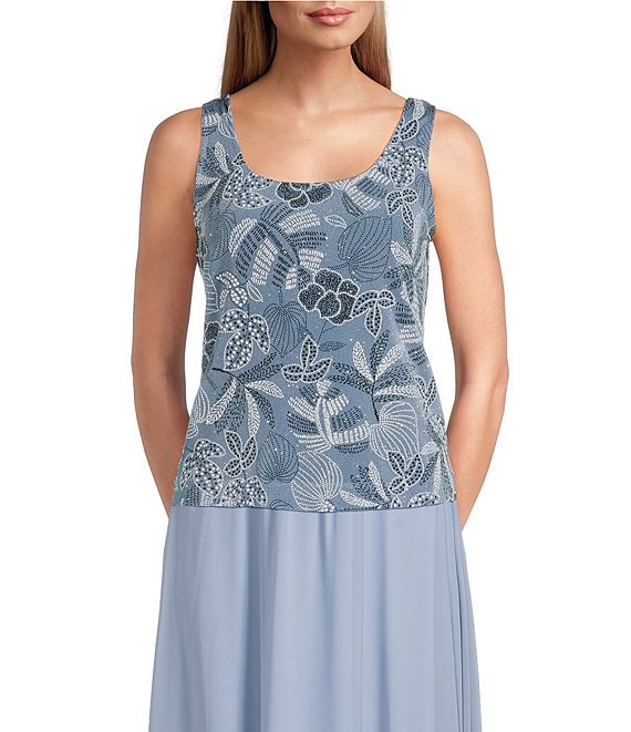 Wholesale 3/4 Sleeve Printed Slinky Glitter Knit Twinset with Mandarin Cape Neckline Jacket Alex Evenings 84211652