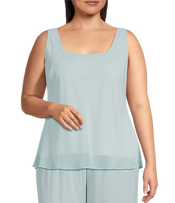Wholesale Three-Quarter Sleeve Sleeve Embroidered Twinset with Solid Scoop Neck Chiffon Tank and Fo Alex Evenings 84171963