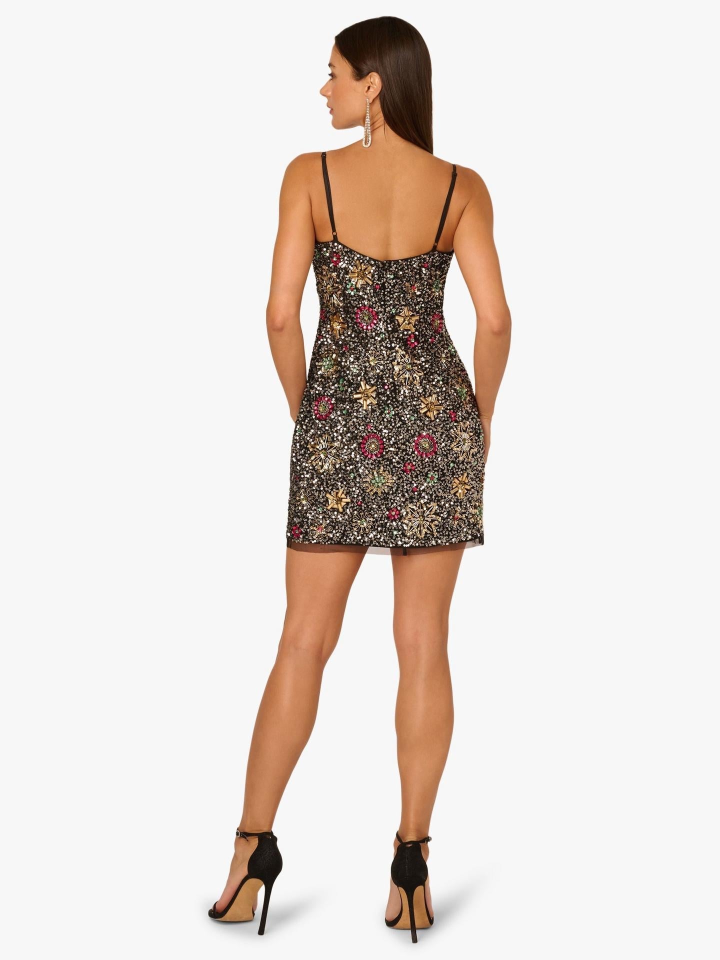 Spaghetti Straps Beaded Short Cocktail Dress ADAE212554