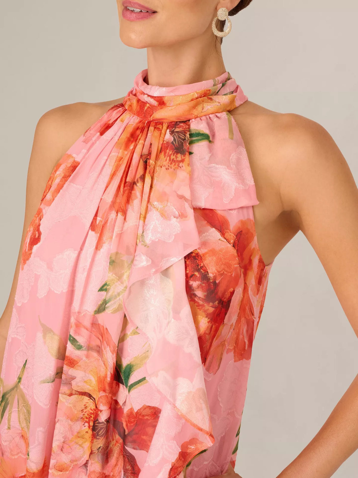 Floral Chiffon Trapeze Halter Gown Adrianna Papell AP1E212942