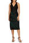 Aidan Mattox MD1E209715 V-Neck Midi Sequin Cocktail Dress Chiffon Bodice