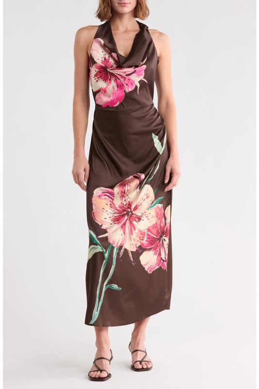 Wholesale Asymmetric Halter Maxi Dress Badgley Mischka BW50483