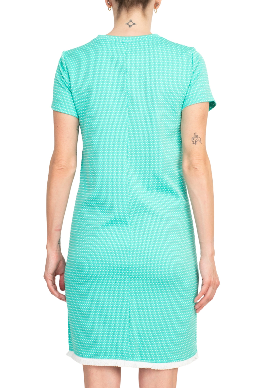 Emma & MIchele Pocket Stretch Crew Neck Shift Dress - Wholesale - PALM - Back 