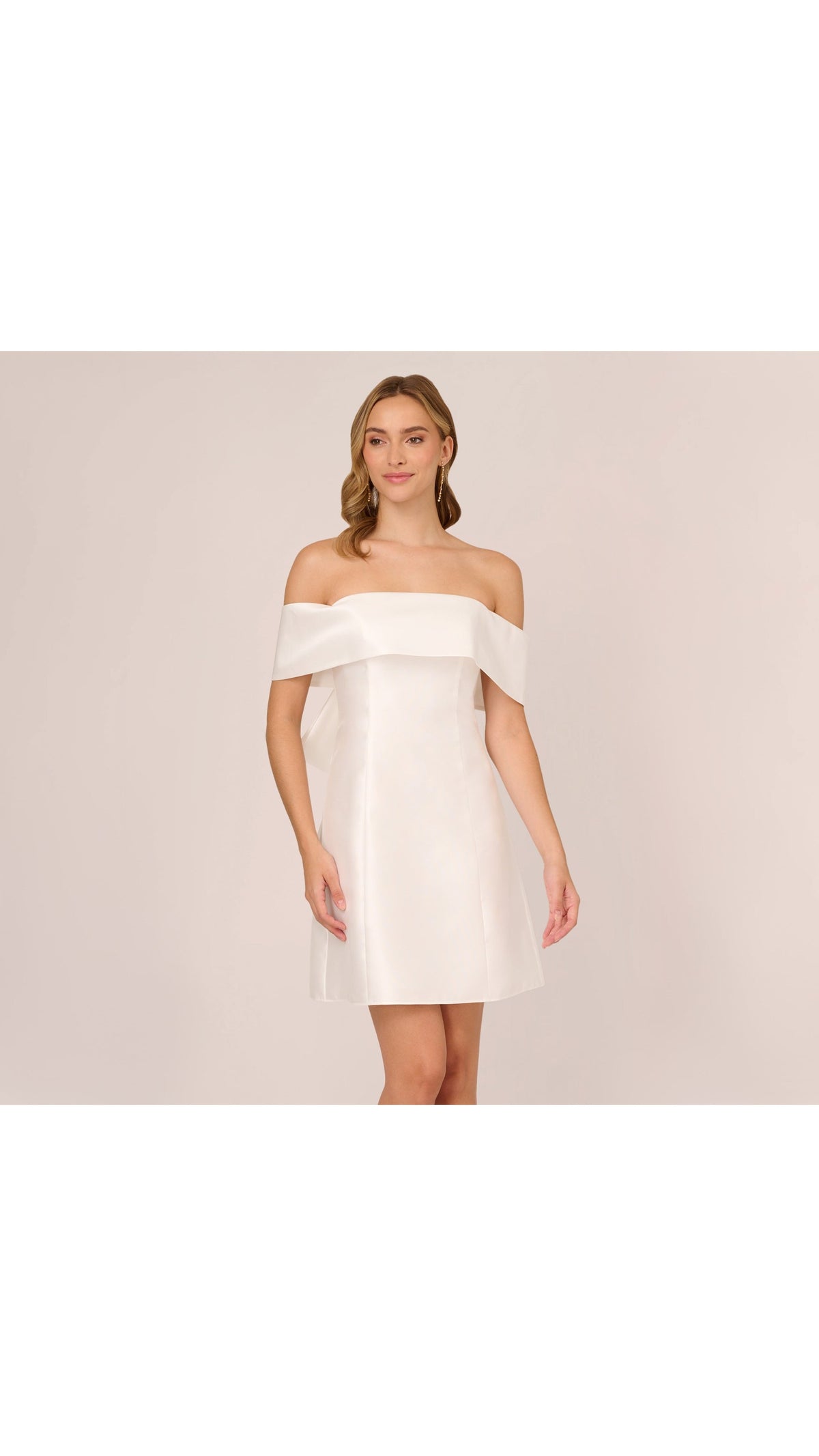 Adrianna Papell Off Shoulder Mikado Bow Back Mini Dress 105214 Wholesale