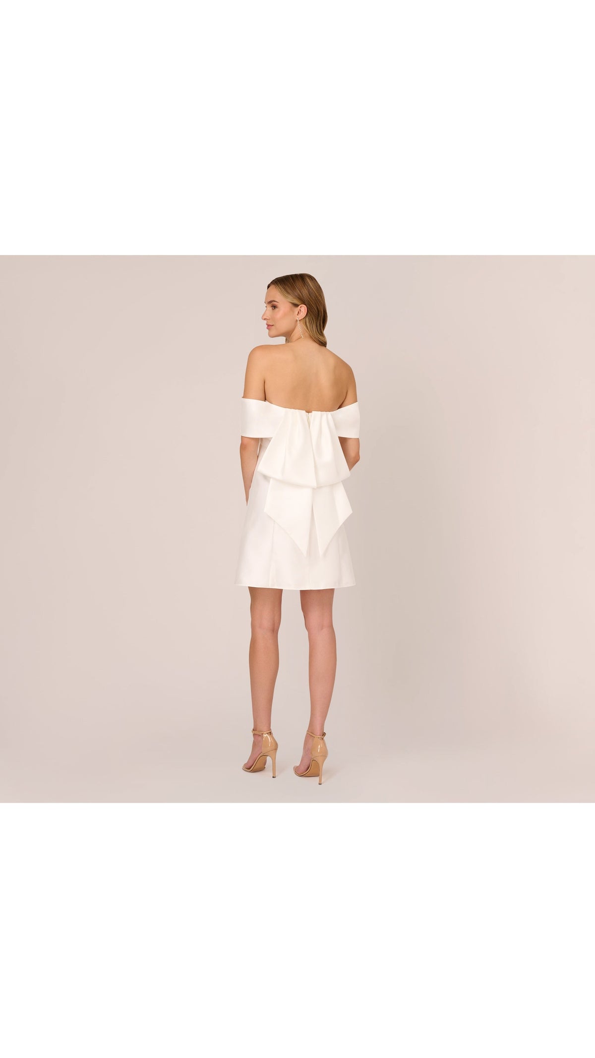 Adrianna Papell Off Shoulder Mikado Bow Back Mini Dress 105214 Wholesale