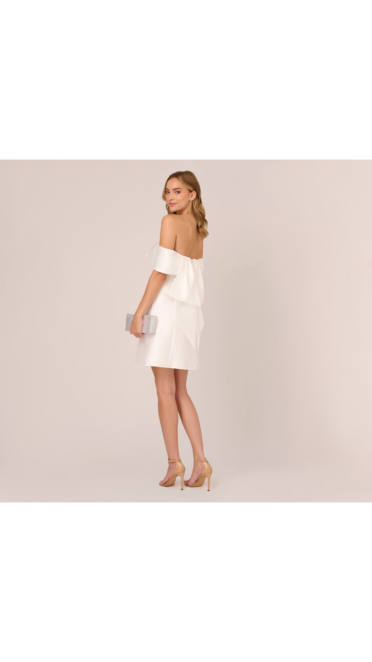 Adrianna Papell Off Shoulder Mikado Bow Back Mini Dress 105214 Wholesale