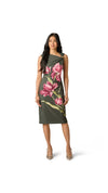 Adrianna Papell Asymmetrical Floral Print Stretch Crepe Midi Dress 106618 Wholesale