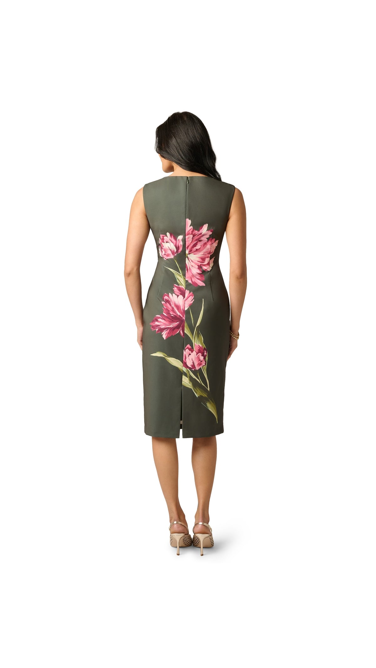 Adrianna Papell Asymmetrical Floral Print Stretch Crepe Midi Dress 106618 Wholesale