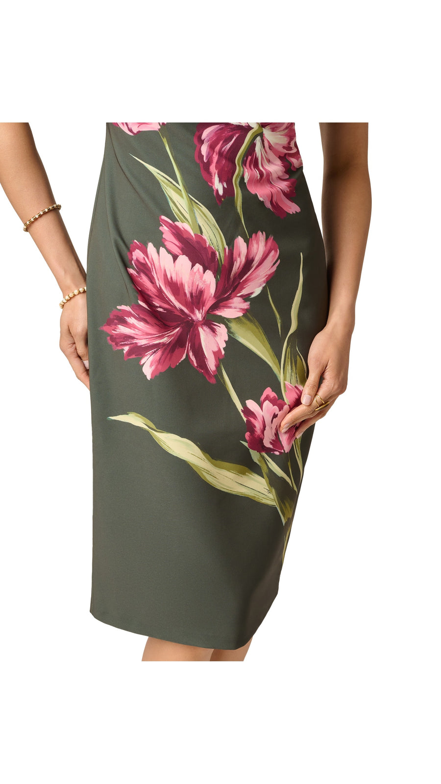 Adrianna Papell Asymmetrical Floral Print Stretch Crepe Midi Dress 106618 Wholesale