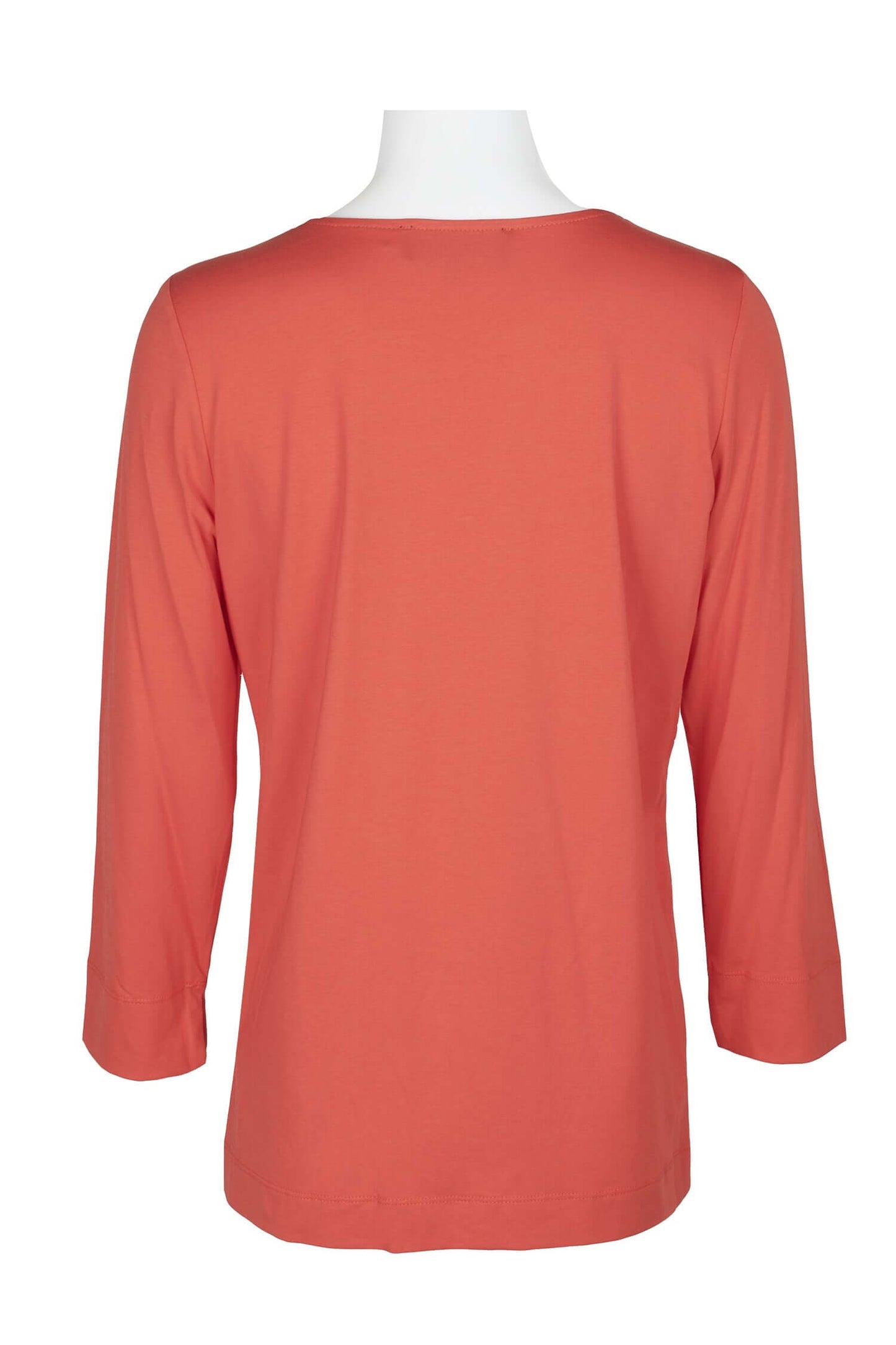 Evan Picone Embellished V-Neck Long Sleeve Solid Cotton Top - VALENCIA - Back