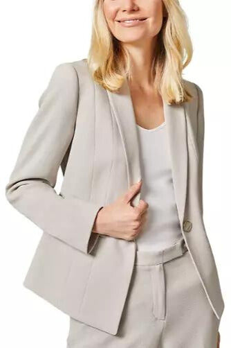 Kasper Notch Collar Seamed Jacket - SUMMER STRAW - Front View