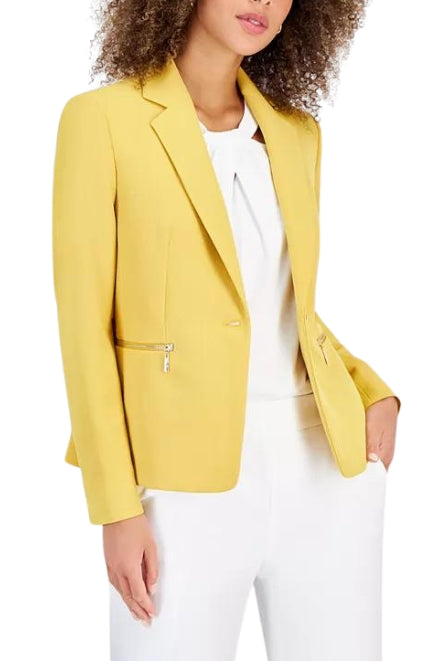 Kasper Zip-Pocket One-Button Blazer - Wholesale _BUTTERSCOTCH_front