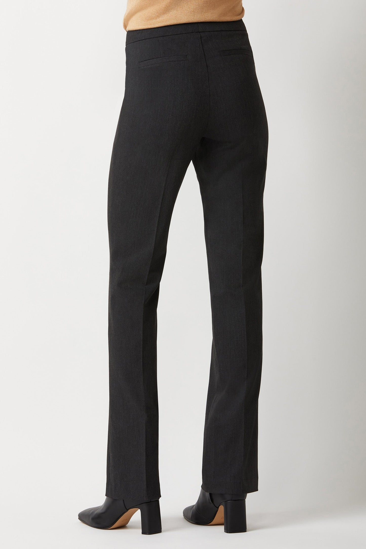 Ecru Designs Mid Waist Zip & Button Closure Solid Stretch Crepe Pant