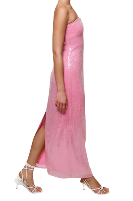 Hutch Elena Straight Strapless Zipper Closure Fit Bodycon Skirt Back Slit Column Sheath Gown Dress