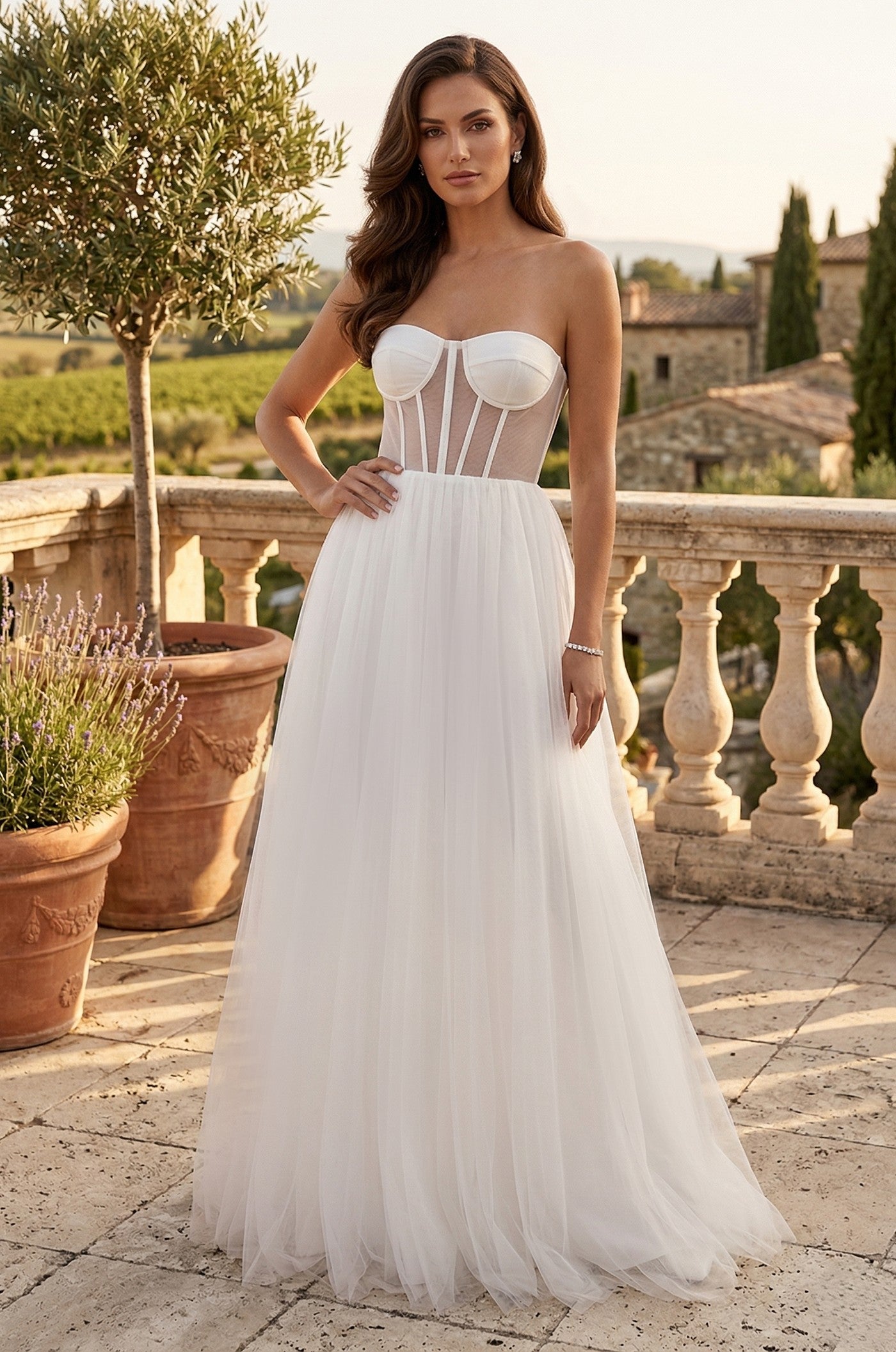 Lace Up Prom Party Dress Formal Ball Gown Off White
