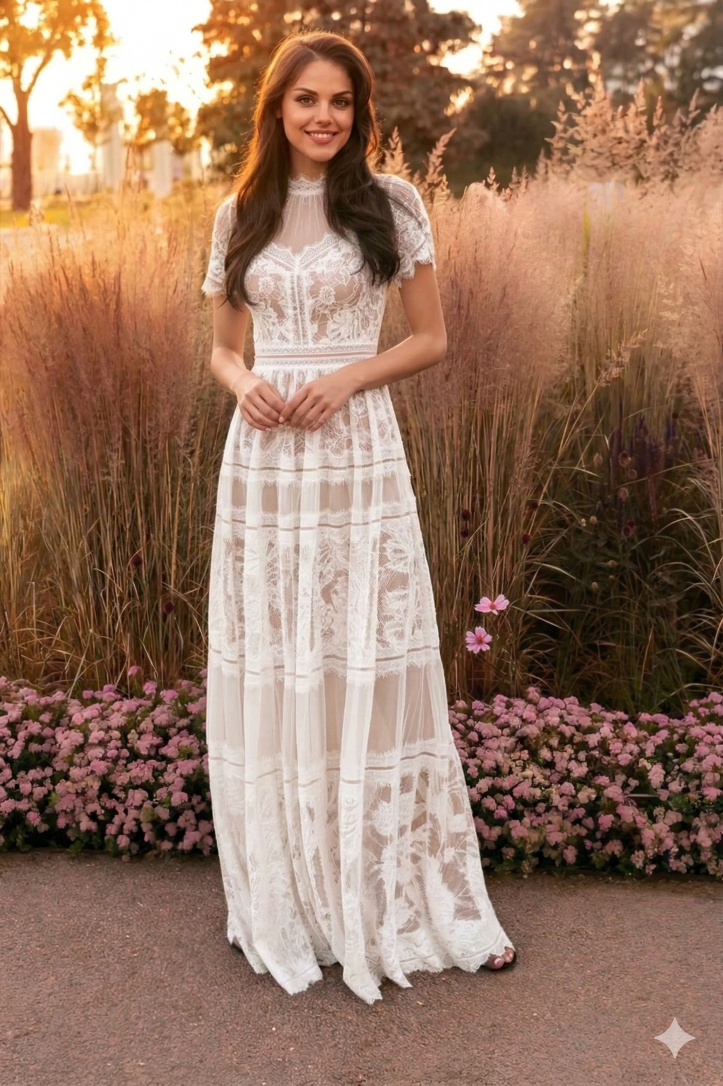 Floor Length Lace Formal Black Evening Dress