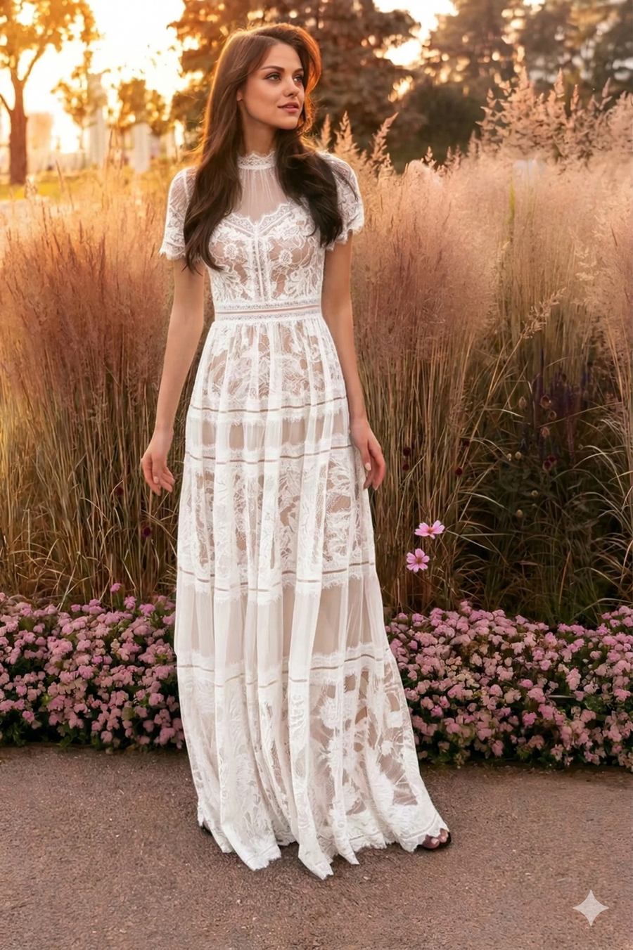 Floor Length Lace Formal Black Evening Dress