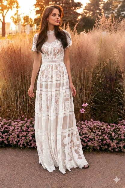 Floor Length Lace Formal Black Evening Dress