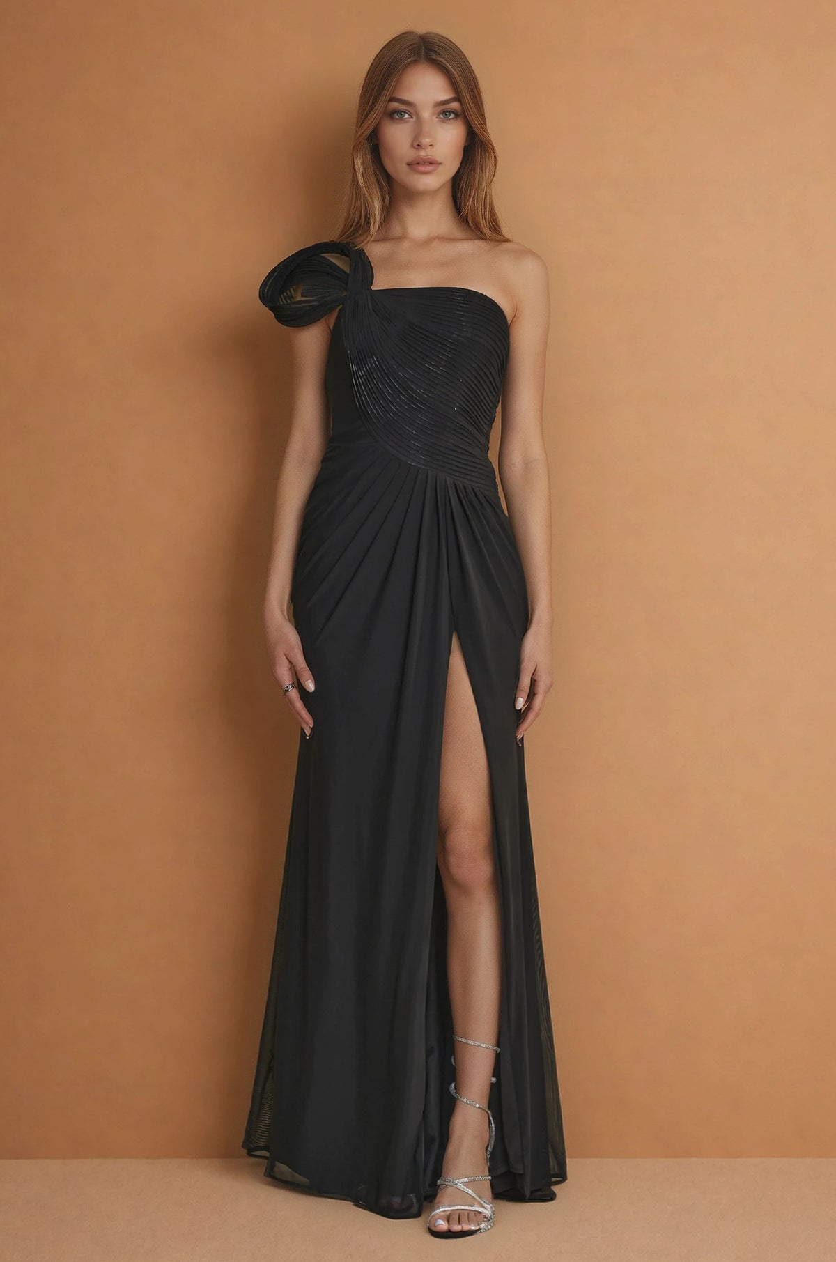 KOS Couture Sculpted Shoulder Formal Evening  Dress