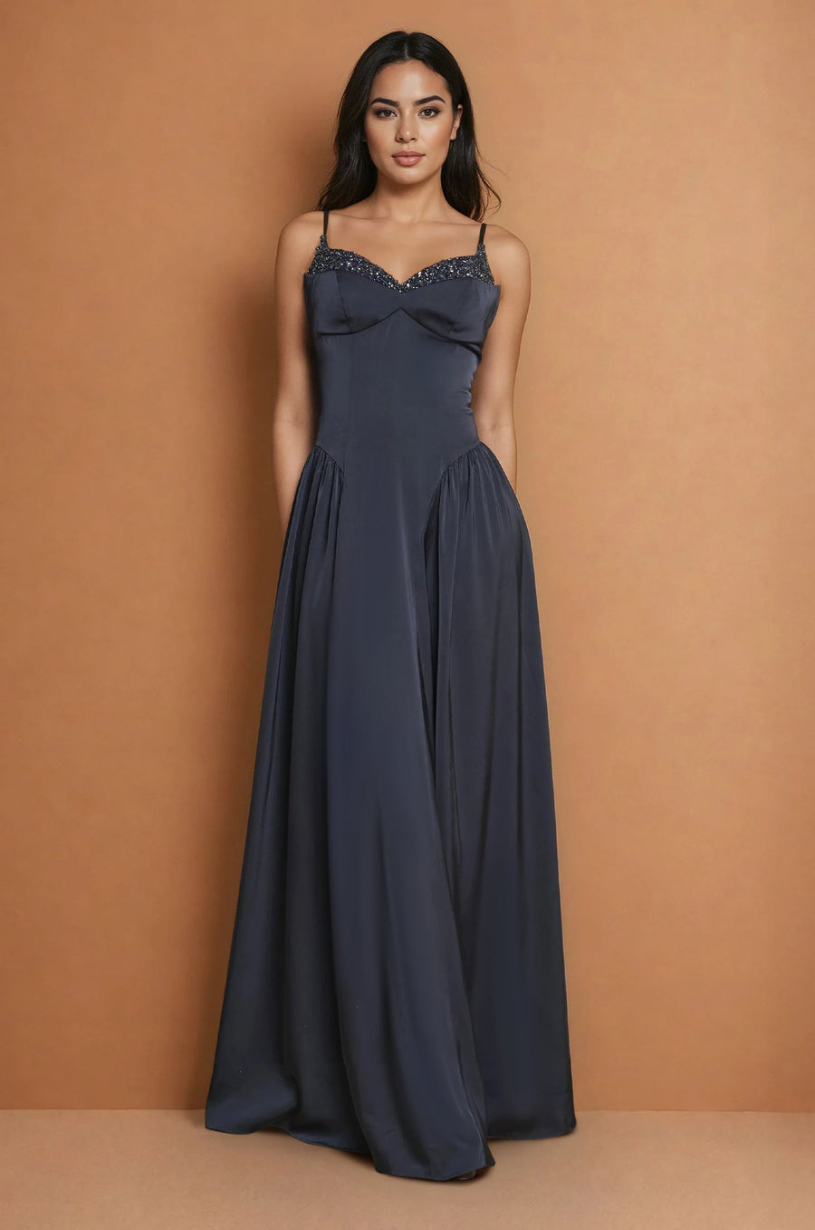 Prom Dresses Long Formal Full Skirt Evening Dress  Navy