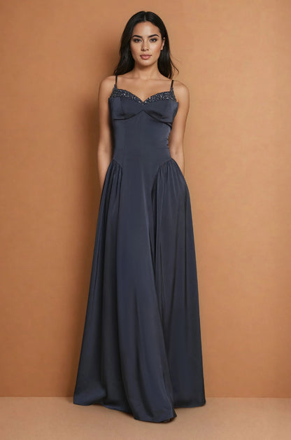 Prom Dresses Long Formal Full Skirt Evening Dress  Navy