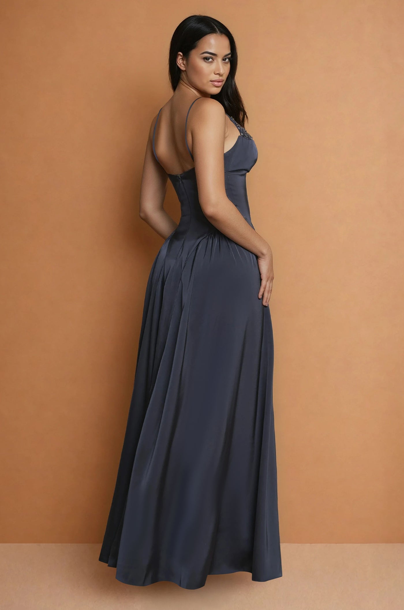 Prom Dresses Long Formal Full Skirt Evening Dress  Navy