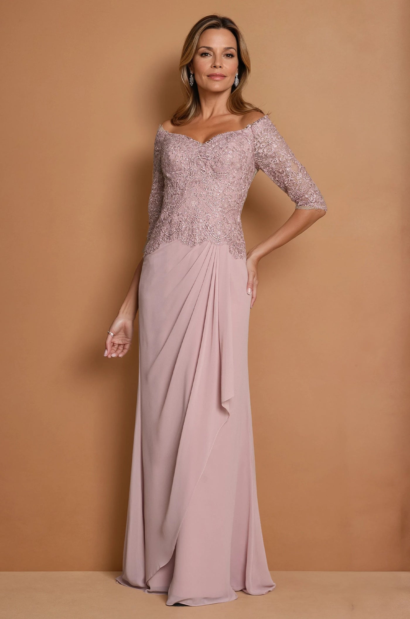 Mother of the Bride Dresses Long Sleeve Lace Mother Of The Bride Dress Mauve