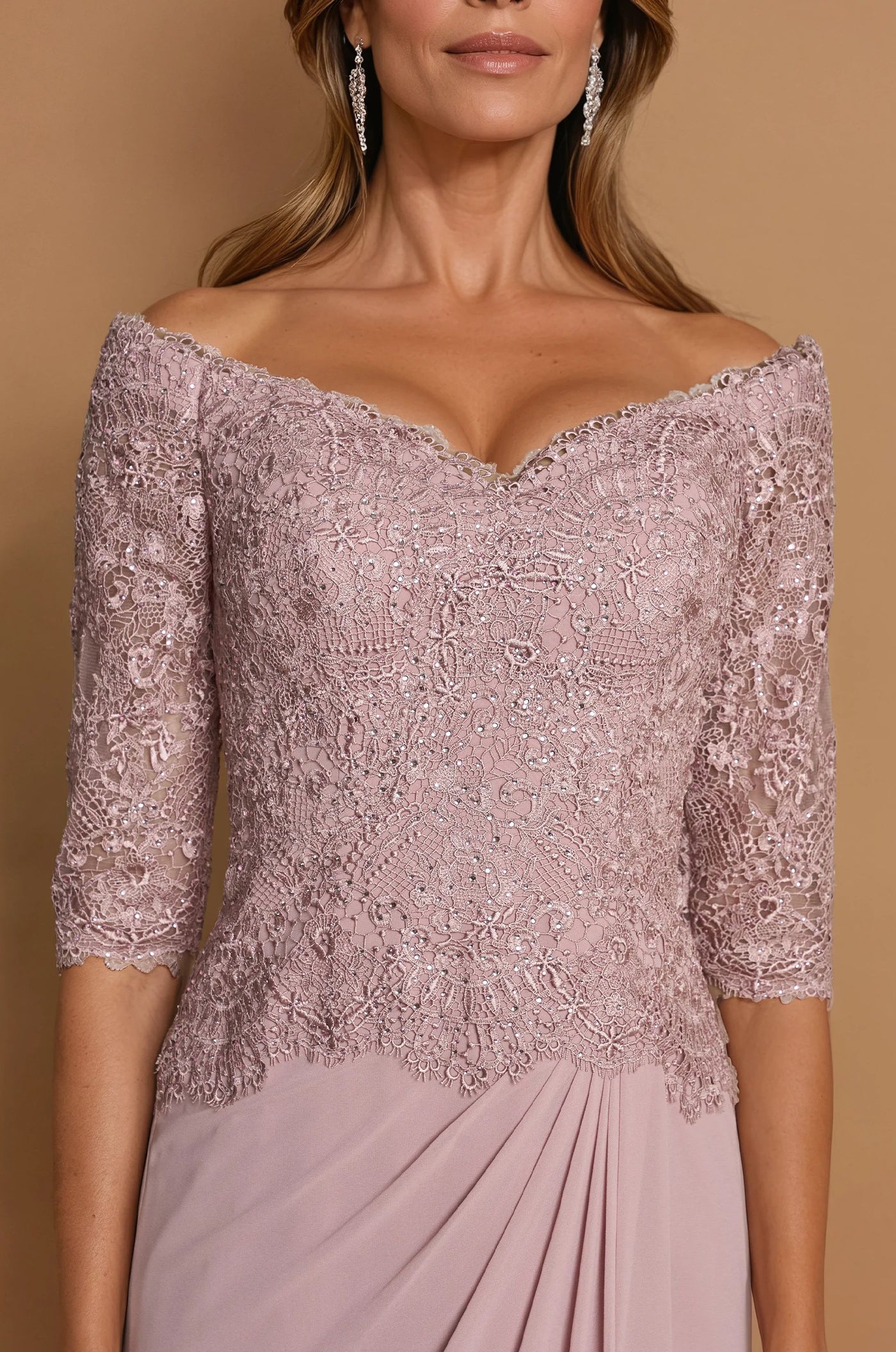 Mother of the Bride Dresses Long Sleeve Lace Mother Of The Bride Dress Mauve