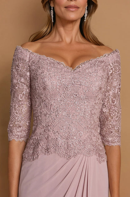Mother of the Bride Dresses Long Sleeve Lace Mother Of The Bride Dress Mauve
