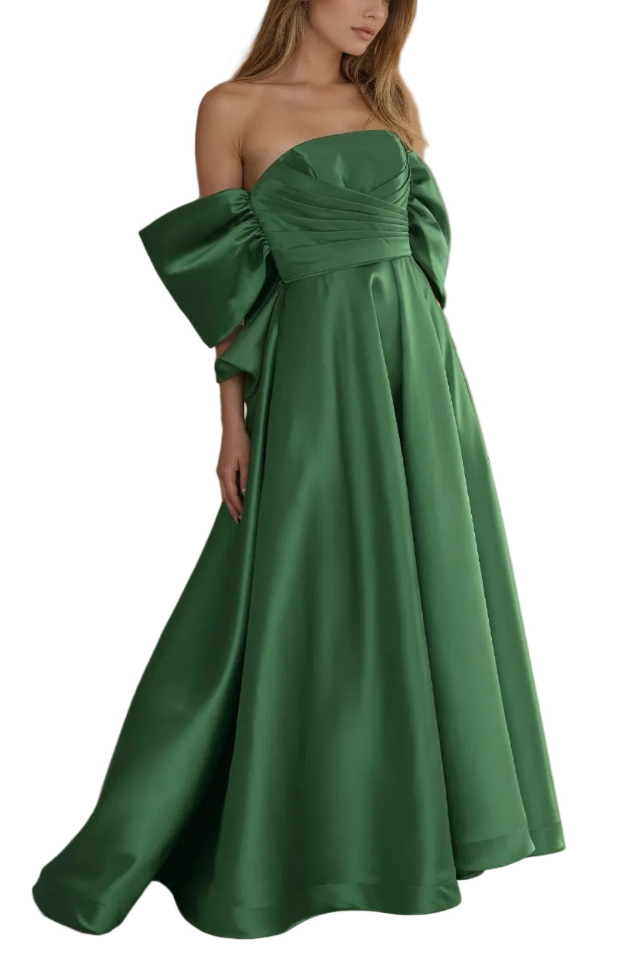 Formal Dresses Long Formal Gown Off Shoulder Sleeves Emerlad Green